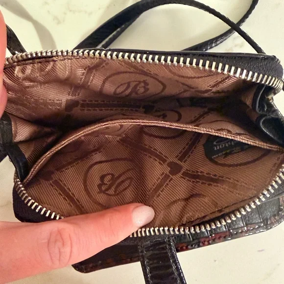 Brighton Animal Print Crossbody Wallet with Black Trim - LIKE NEW! - Picture 2 of 13